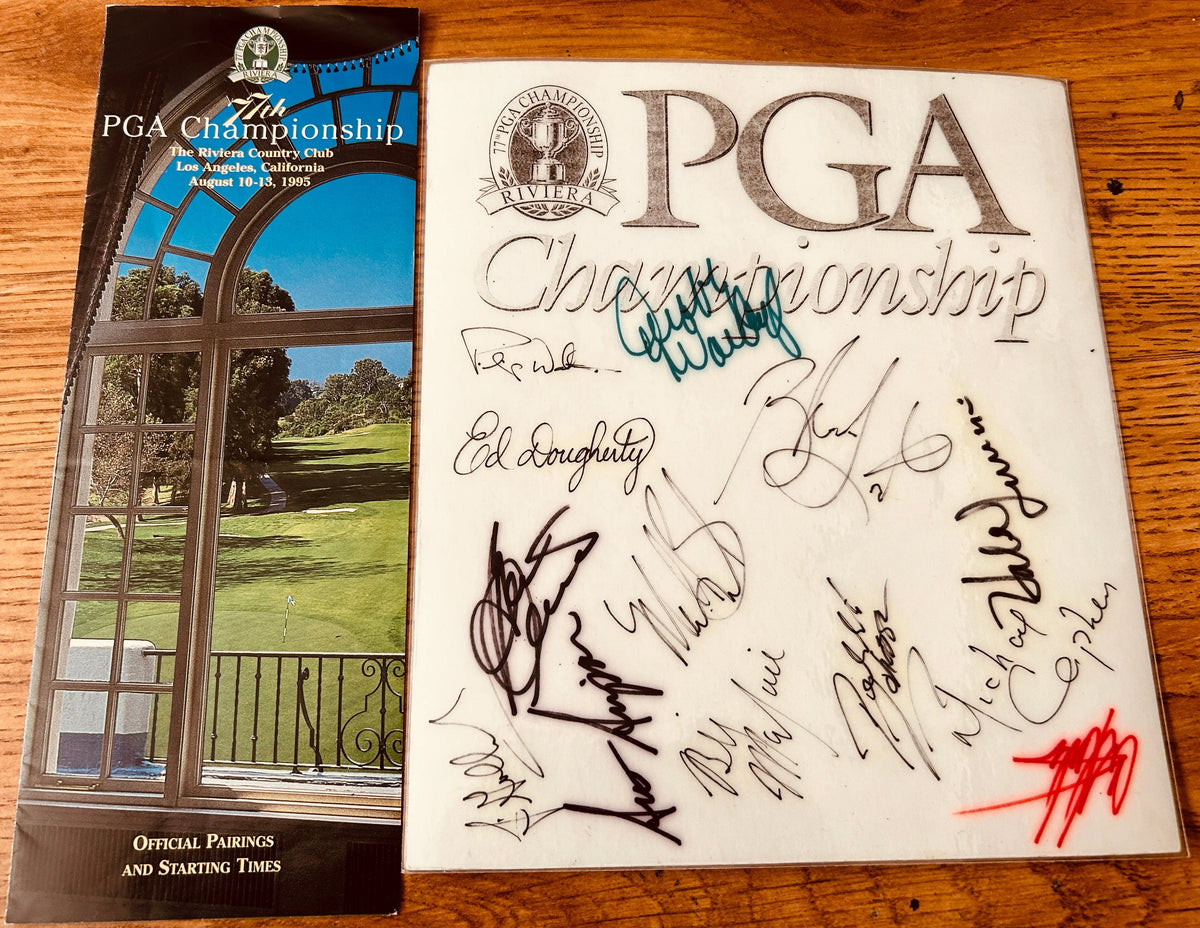 Signed 1995 PGA Championship golf page Ben Crenshaw Hale Irwin Craig Stadler - AutographsForSale.com