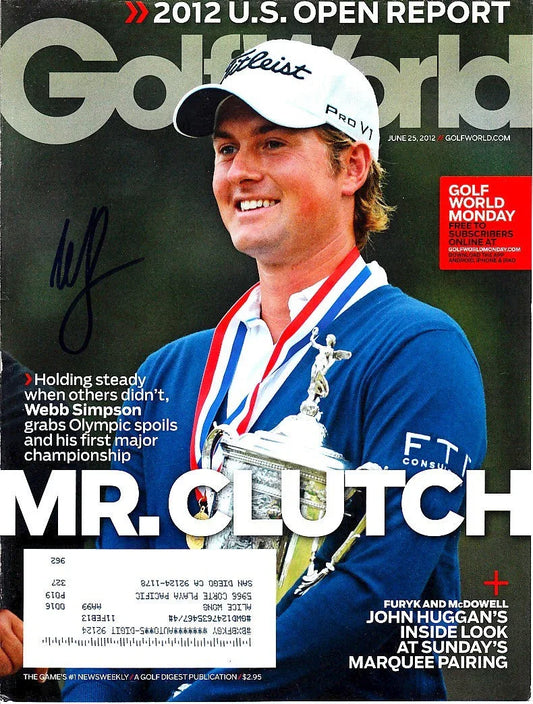 Webb Simpson autographed 2012 US Open Golf World issue cover - AutographsForSale.com