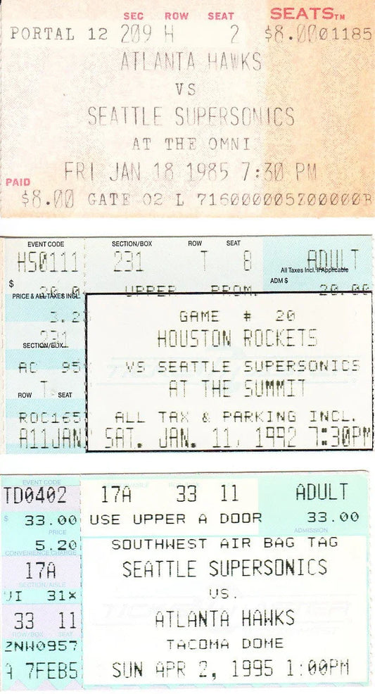 Seattle Supersonics 3 vintage ticket stubs (Gary Payton) - AutographsForSale.com