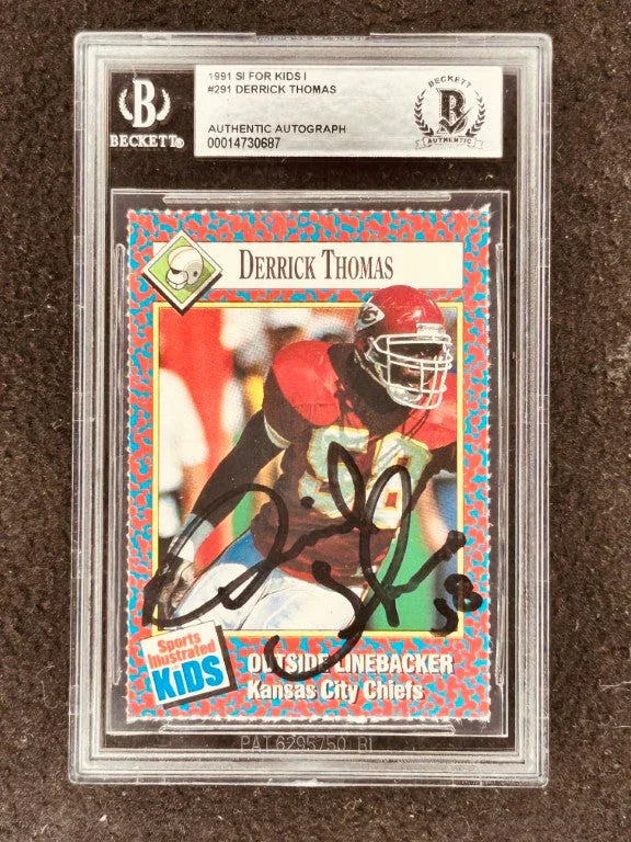 Derrick Thomas signed KC Chiefs 1991 SI for Kids card BAS certified - AutographsForSale.com