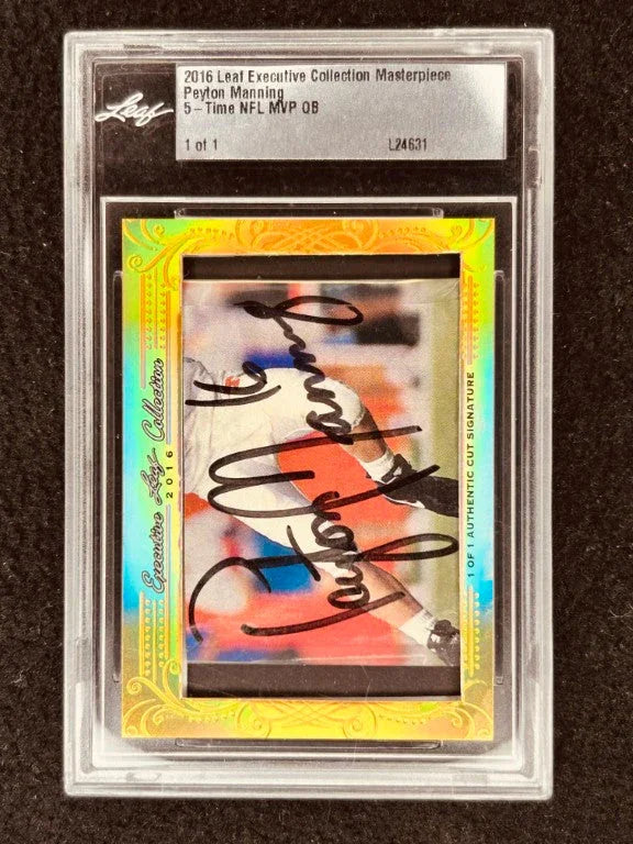 Peyton Manning 2016 Leaf Masterpiece Cut Signature card 1/1 JSA Tennessee Vols - AutographsForSale.com