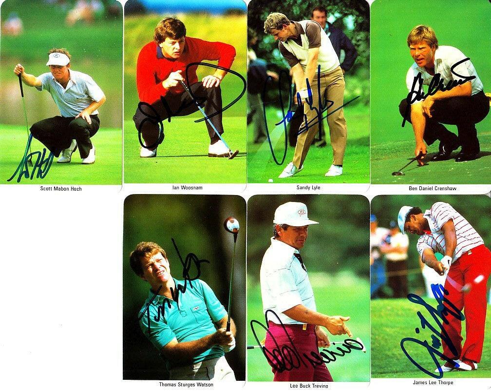 7 autographed 1987 Fax Pax golf cards Ben Crenshaw Sandy Lyle Lee Trevino Tom Watson Ian Woosnam - AutographsForSale.com
