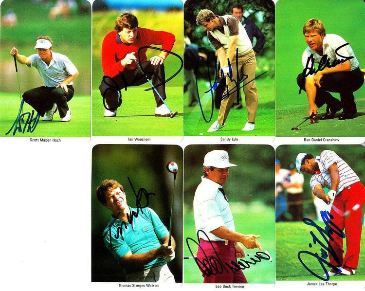 7 autographed 1987 Fax Pax golf cards Ben Crenshaw Sandy Lyle Lee Trevino Tom Watson Ian Woosnam - AutographsForSale.com