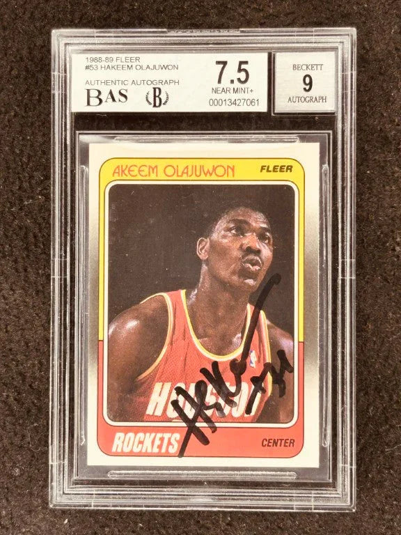 Hakeem Olajuwon signed Rockets 1988-89 Fleer card BAS certified BGS 7.5 - AutographsForSale.com