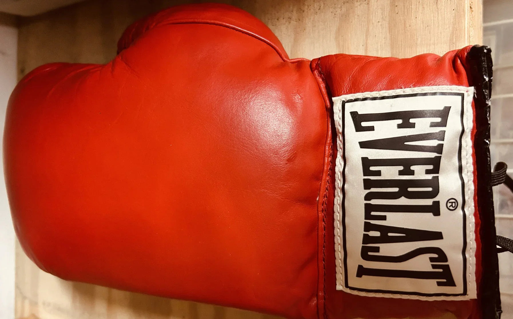 Everlast red leather boxing glove for left hand NEW - AutographsForSale.com