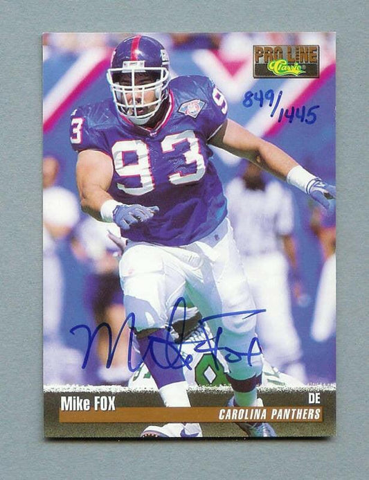 Mike Fox certified autograph NY Giants 1995 Pro Line card - AutographsForSale.com