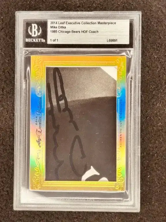 Mike Ditka 2014 Leaf Masterpiece Cut Signature card 1/1 JSA Chicago Bears - AutographsForSale.com