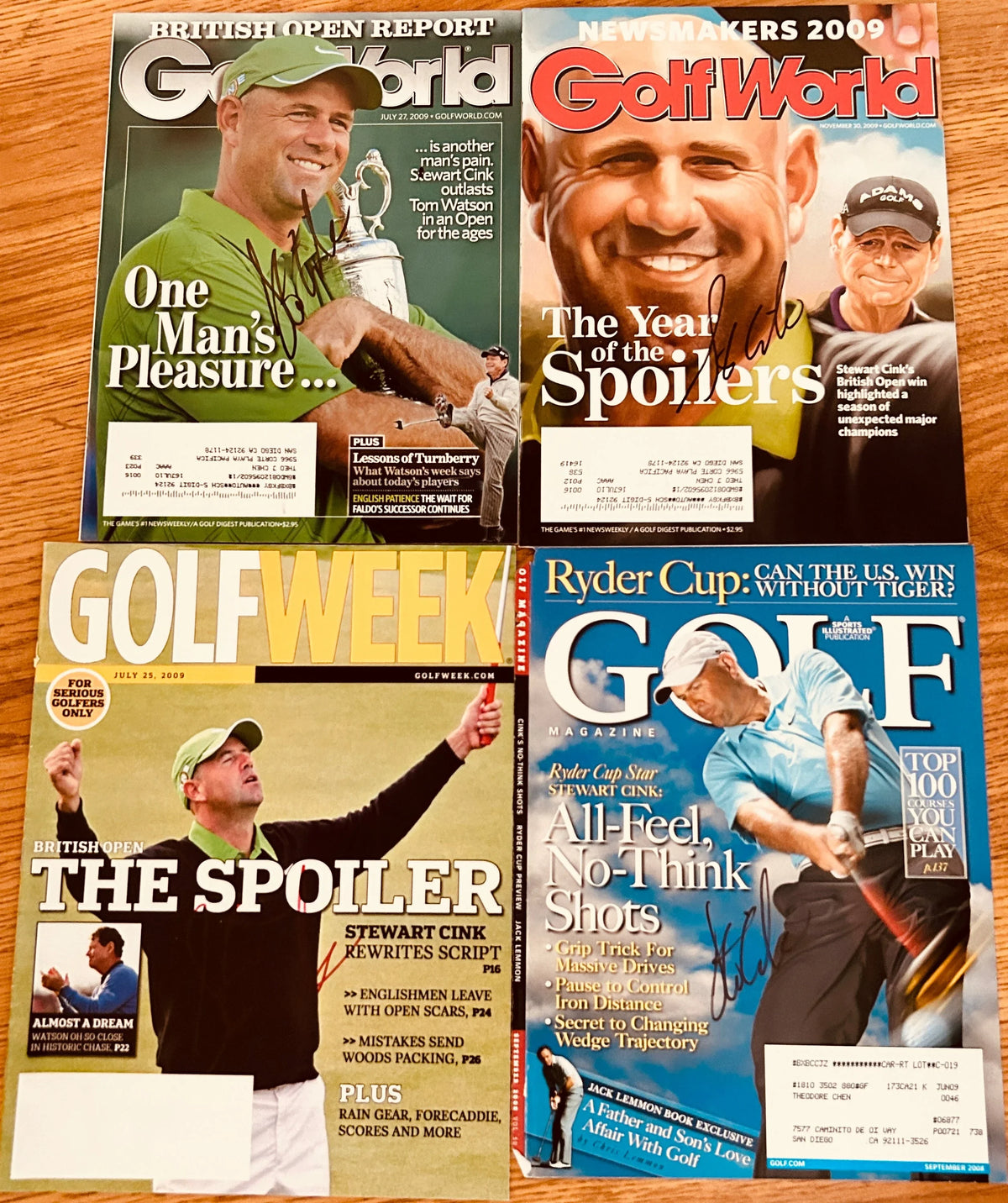 4 Stewart Cink 2009 British Open Champ signed golf magazines - AutographsForSale.com