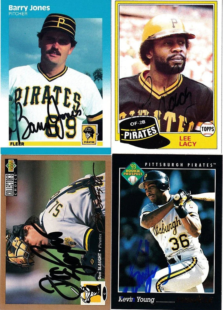 4 Pittsburgh Pirates signed cards Barry Jones Lee Lacy Don Slaught Kevin Young - AutographsForSale.com