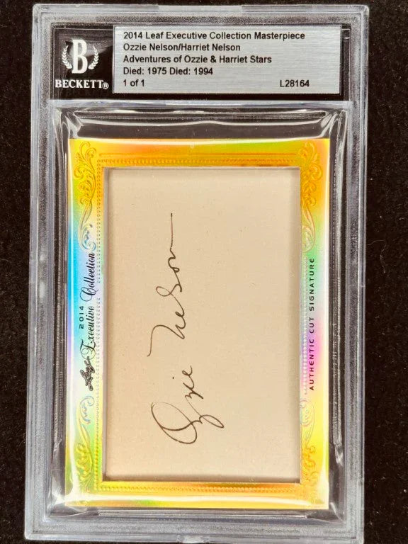 Ozzie & Harriet Nelson 2014 Leaf Masterpiece Cut Signature certified signed card 1/1 JSA - AutographsForSale.com