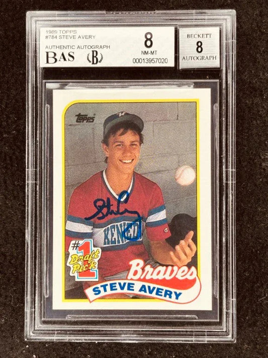 Steve Avery autographed Atlanta Braves 1989 Topps Rookie Card BGS Graded 8 BAS 8 - AutographsForSale.com