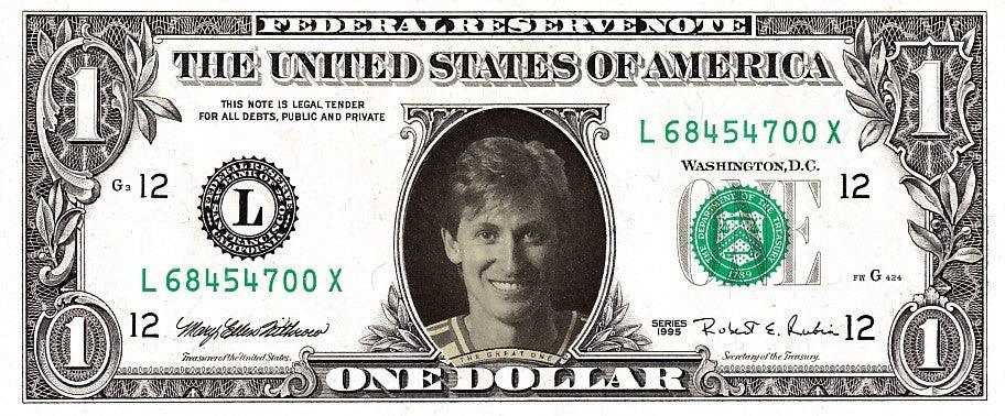 Wayne Gretzky 1995 souvenir $1 dollar bill MINT - AutographsForSale.com