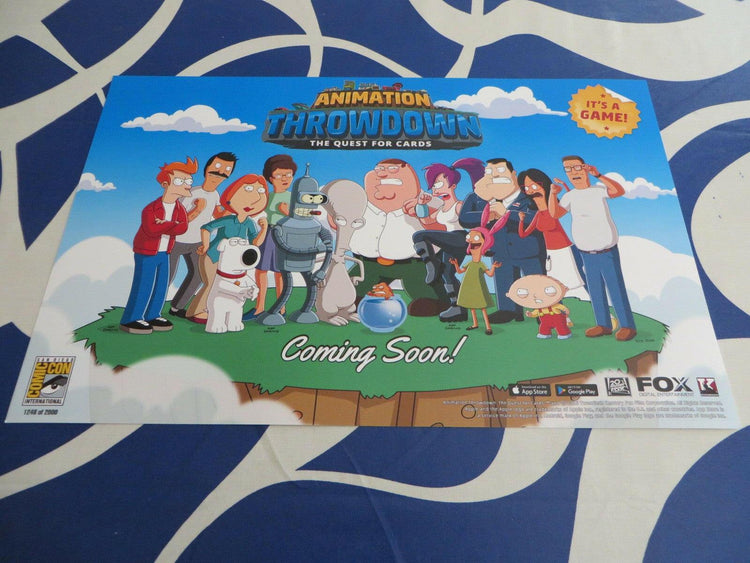 Animation Throwdown Quest For cards 2016 SDCC 11x17 poster Bobs Burgers Family Guy Futurama King of Hill - AutographsForSale.com