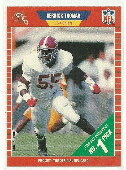 Derrick Thomas Kansas City Chiefs 1989 NFL Pro Set Rookie Card Alabama - AutographsForSale.com