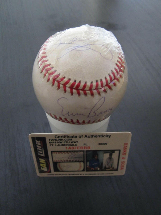 Sammy Sosa and Ernie Banks autographed National League baseball Chicago Cubs - AutographsForSale.com
