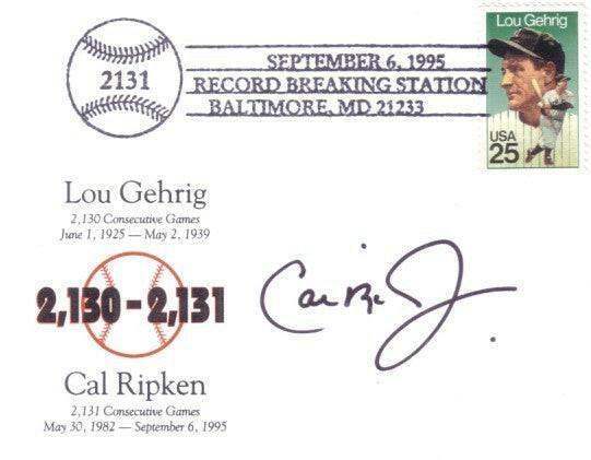 Cal Ripken signed Orioles 2130 2131 Consecutive Games postcard Ironclad MLB - AutographsForSale.com
