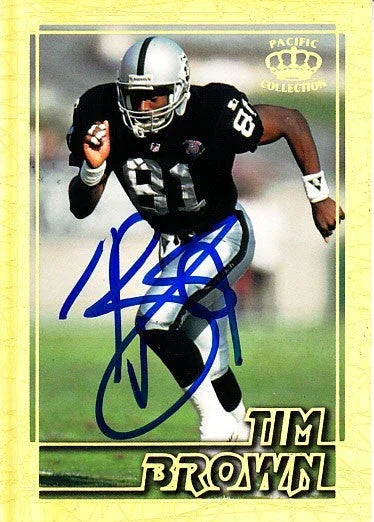 Tim Brown autographed Oakland Raiders 1995 Pacific Gems of the Crown insert card - AutographsForSale.com