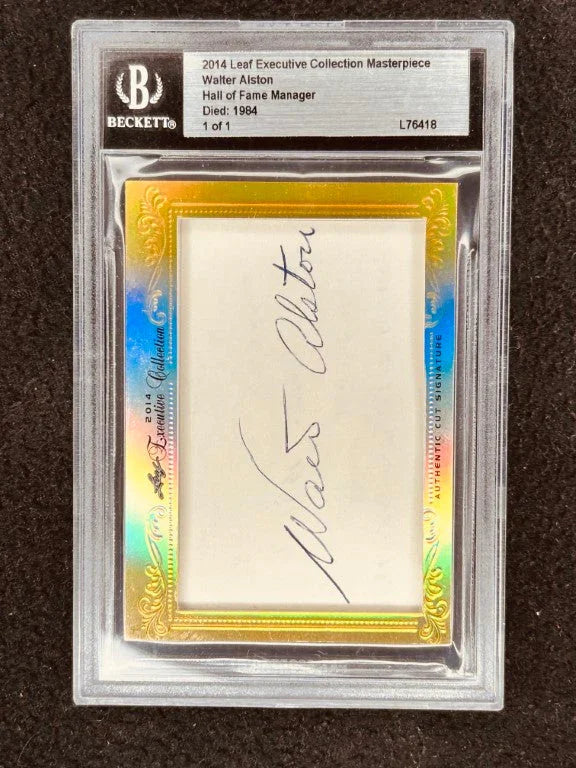 Walter Alston 2014 Leaf Masterpiece Cut Signature certified signed card 1/1 JSA Dodgers - AutographsForSale.com