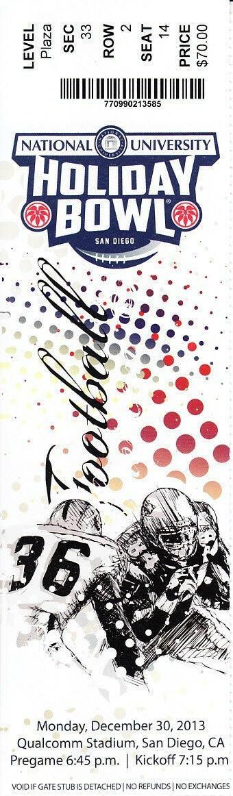 2013 Holiday Bowl Game ticket stub & Lunch program Texas Tech 37 Arizona St 23 - AutographsForSale.com