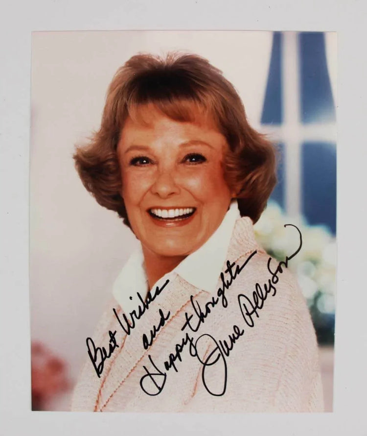 June Allyson signed 8x10 color photo w/ Best Wishes & Happy thoughts - AutographsForSale.com