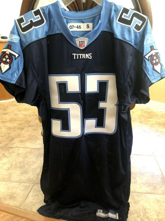 Keith Bulluck Tennessee Titans 2007 Reebok team issue navy jersey - AutographsForSale.com