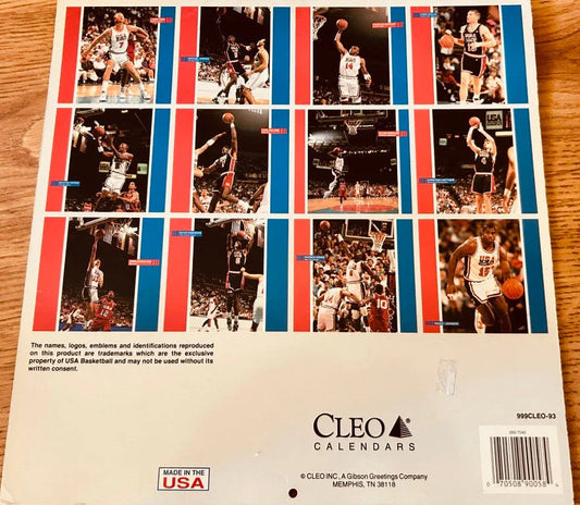 1992 USA Olympic Basketball Dream Team 1993 wall calendar Michael Jordan (cover removed) - AutographsForSale.com