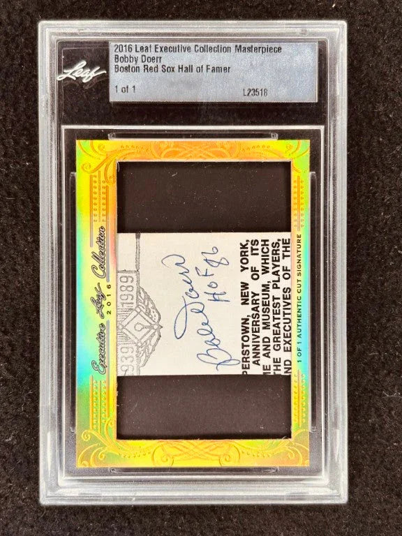 Bobby Doerr 2016 Leaf Masterpiece Cut Signature certified autograph card 1/1 JSA Red Sox - AutographsForSale.com