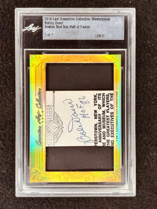 Bobby Doerr 2016 Leaf Masterpiece Cut Signature certified autograph card 1/1 JSA Red Sox - AutographsForSale.com