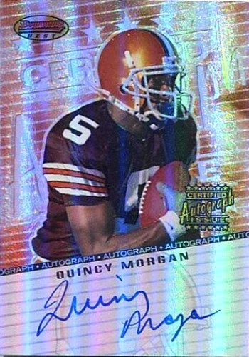 Quincy Morgan certified signed Cleveland Browns 2001 Bowman’s Best card - AutographsForSale.com