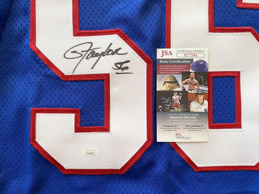 Lawrence Taylor signed NY Giants 80s Rawlings game model blue jersey JSA - AutographsForSale.com