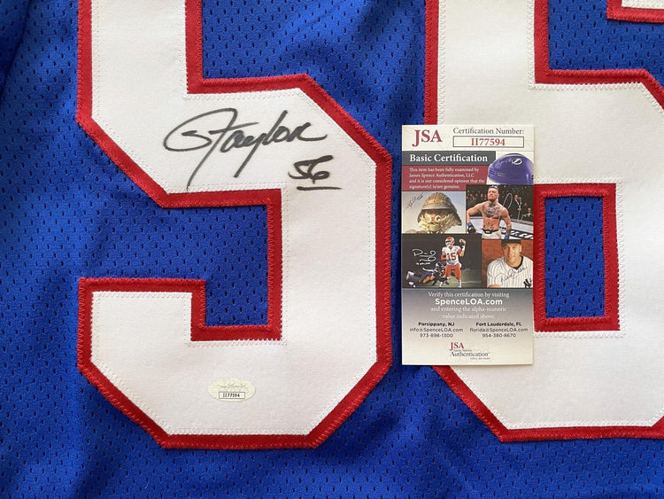 Lawrence Taylor signed NY Giants 80s Rawlings game model blue jersey JSA - AutographsForSale.com