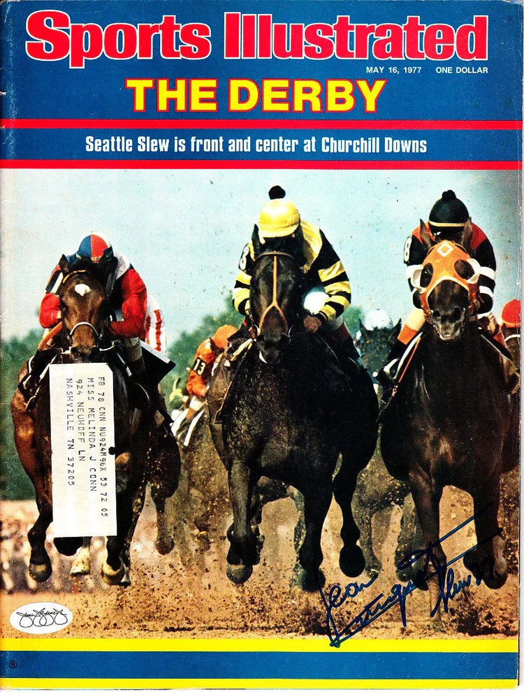 Jean Cruguet signed Seattle Slew 1977 Kentucky Derby Sports Illustrated magazine - AutographsForSale.com