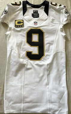 Drew Brees Saints 2015 Nike Elite team issue white game model jersey - AutographsForSale.com