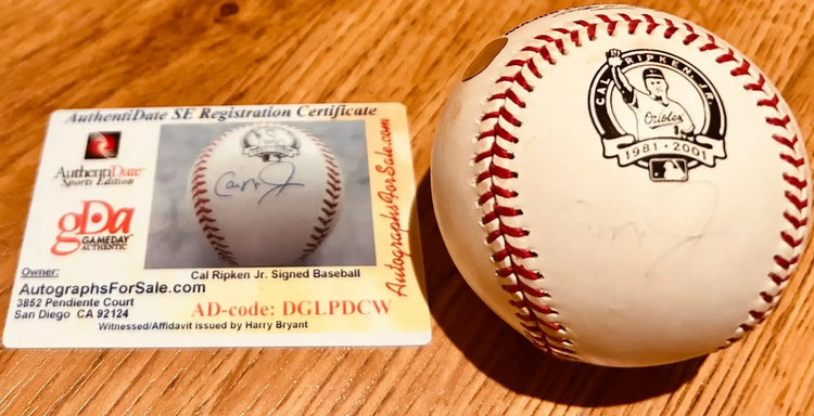 Cal Ripken signed Orioles MLB retirement baseball (faded) - AutographsForSale.com