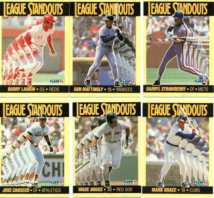 1990 Fleer League Standouts 6 insert card set Wade Boggs Barry Larkin Don Mattingly - AutographsForSale.com