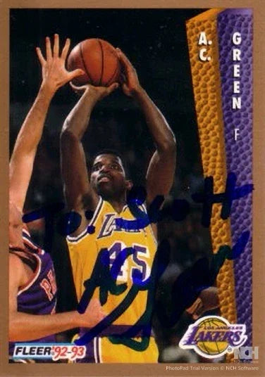 A.C. Green autographed LA Lakers 1992-93 Fleer card To Scott - AutographsForSale.com