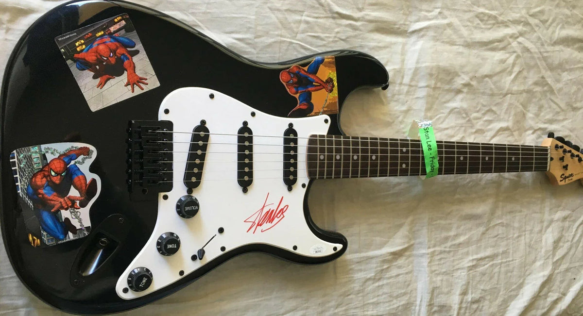 Stan Lee autographed Spider-Man Fender Squier Bullet Electric Guitar JSA - AutographsForSale.com