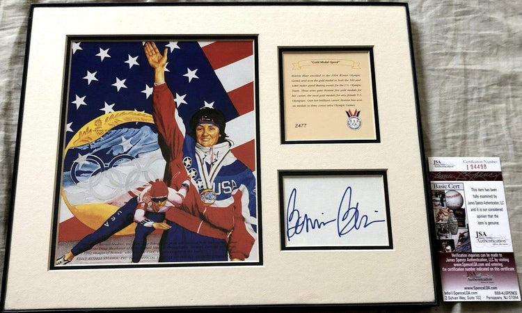 Bonnie Blair autograph framed Gold Medal speed skating 11x14 Art Print JSA - AutographsForSale.com