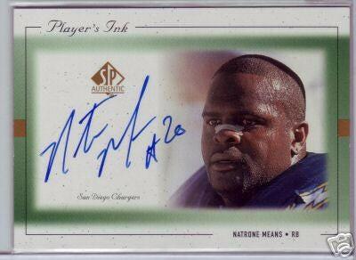 Natrone Means certified signed SD Chargers 1999 Upper Deck SP Authentic card - AutographsForSale.com