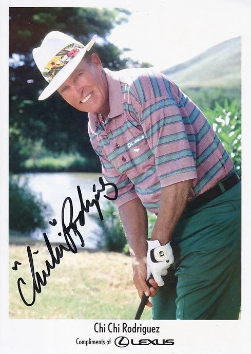 Chi Chi Rodriguez signed Lexus golf 5x7 promotional photo - AutographsForSale.com