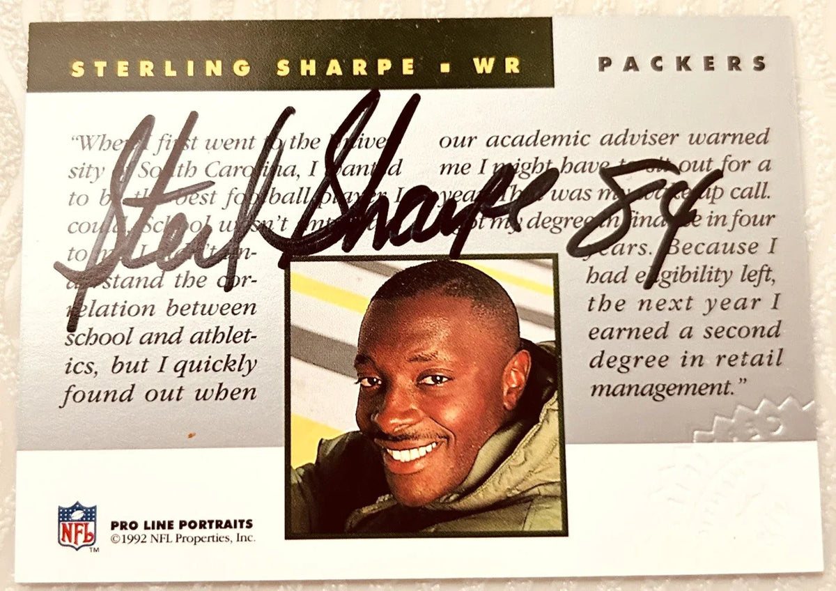 Sterling Sharpe certified signed Packers 1992 Pro Line Portraits card - AutographsForSale.com