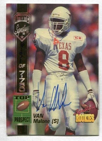 Van Malone certified signed Texas Longhorns 1994 Signature Rookies card - AutographsForSale.com