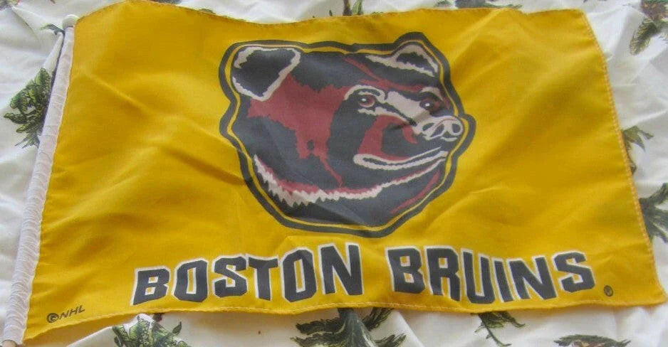 Boston Bruins mini yellow car flag or pennant - AutographsForSale.com