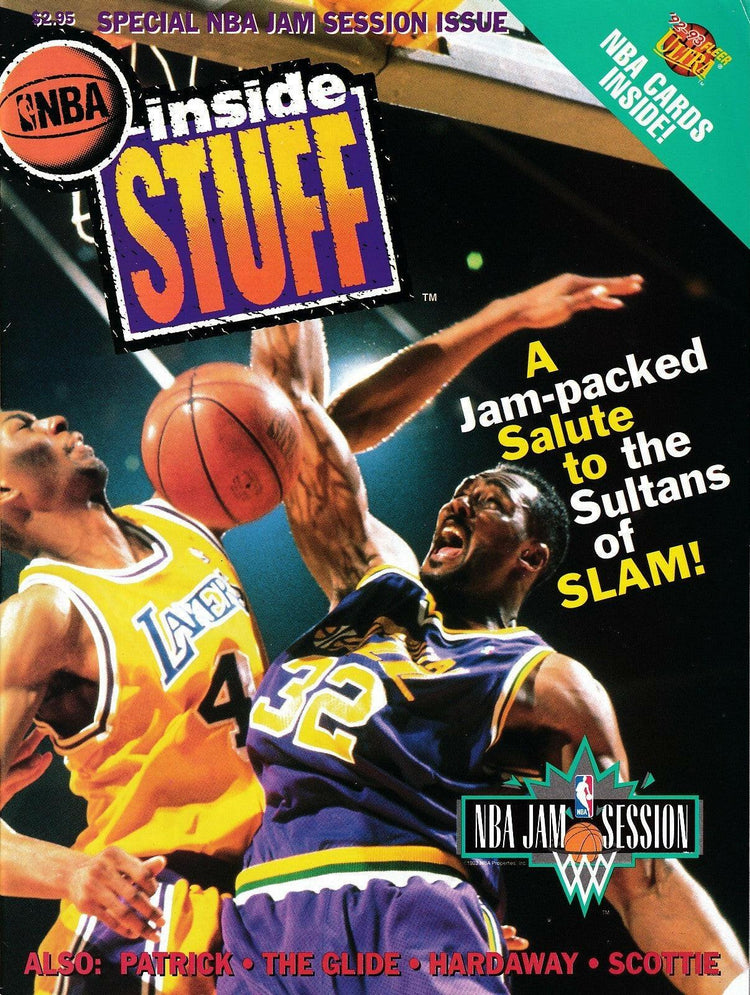 1992 NBA Inside Stuff magazine Ultra card sheet Clyde Drexler Karl Malone Scottie Pippen - AutographsForSale.com