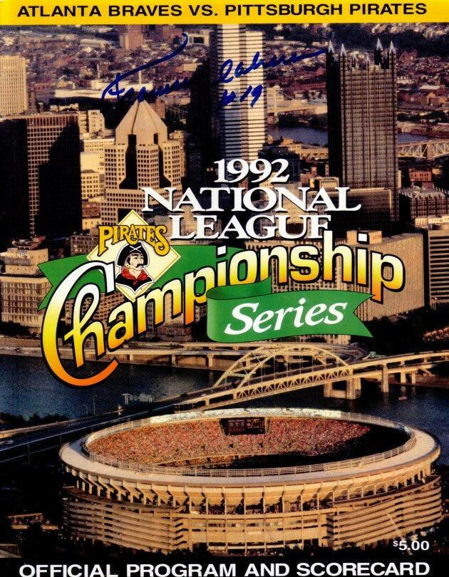 Francisco Cabrera signed Atlanta Braves 1992 NLCS program - AutographsForSale.com