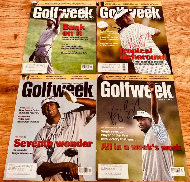 14 Vijay Singh autographed Golf World or Golfweek magazines - AutographsForSale.com