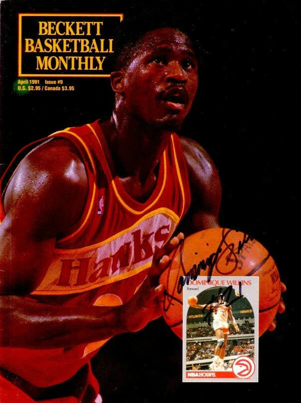 Dominique Wilkins signed Atlanta Hawks 1991 Beckett basketball magazine (full name signature) - AutographsForSale.com