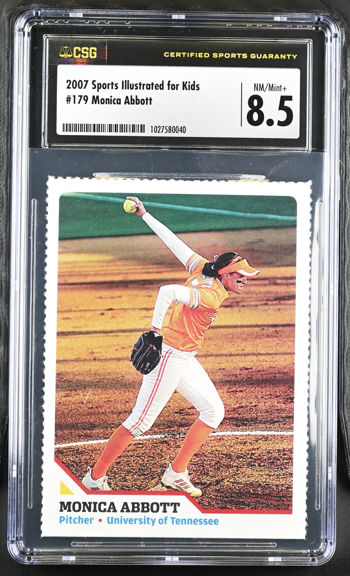 Monica Abbott Tennessee Vols 2007 Sports Illustrated for Kids softball Rookie Card CSG graded 8.5 - AutographsForSale.com