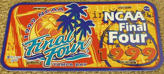 1999 NCAA Final 4 Tampa Bay license plate UConn first National Championship - AutographsForSale.com