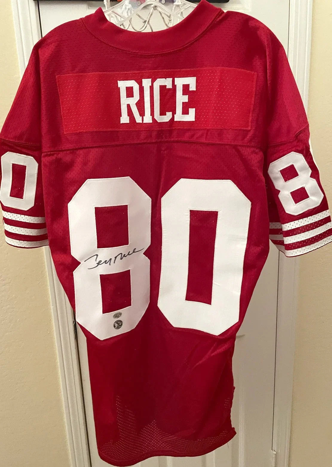Jerry Rice signed SF 49ers Wilson red game model jersey JSA - AutographsForSale.com